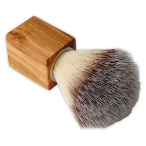 Shaving Brush with Olive Wood Handle Type “Cubus” Synthetic Hair| Perfect Gift For Dads, Boyfriends, Husbands and More|  Face Shaving Brush