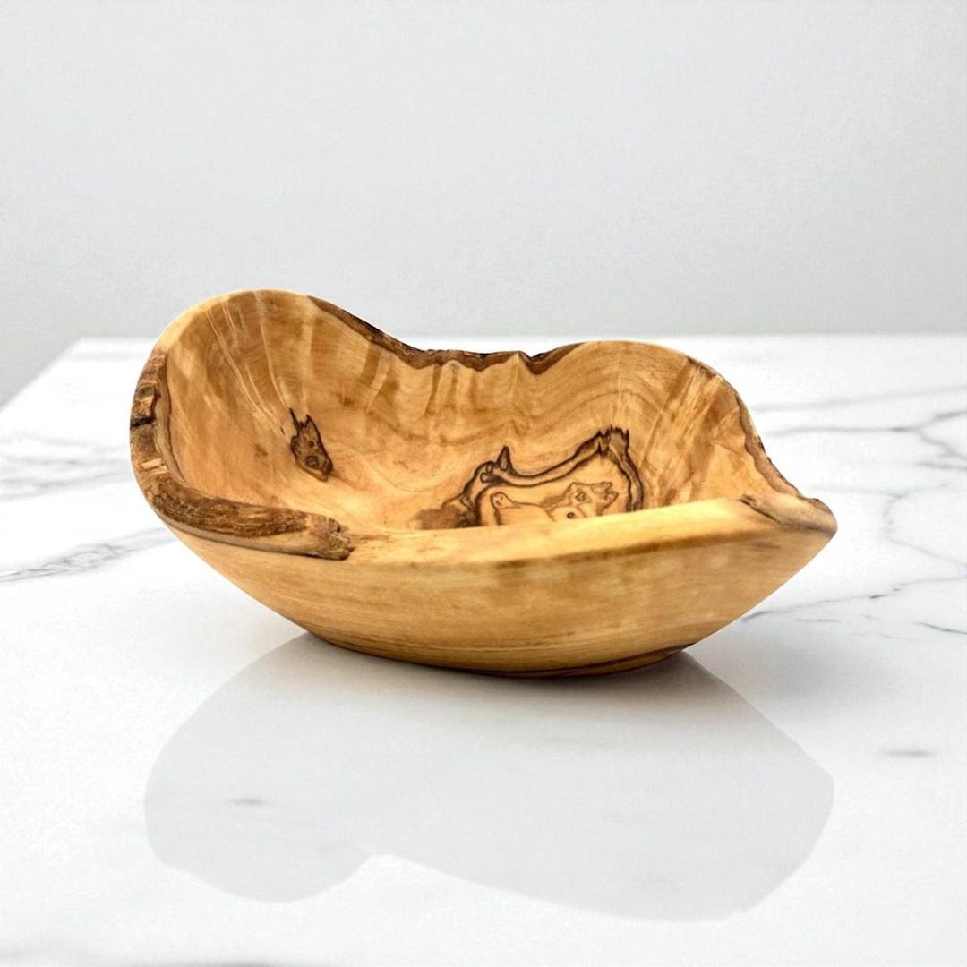 Rustic Live Edge Olive Wood Snack Bowl| Handmade Olive Wood Bowl| Rustic Snack Bowl For Chips, Fruit, Candy and More|