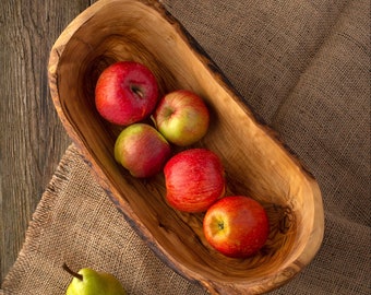 Large Olive Wood Fruit Bowl| Large Rustic Kitchen Bowl Decorative Bowl| Farmhouse Kitchen Decor| Rustic Wooden Bowl| Wooden Bowl|