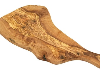 Olive Wood Cutting Board RUSTIC with Handle 15 inches| Live Edge Handmade Cutting Board| No 2 Boards Are Alike| Cheese and Charcuterie Board