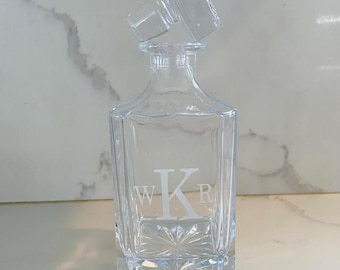 Custom Whiskey Decanter | Personalized Engraved Liquor Bottle | Groomsmen, Wedding, or Retirement Gift | Barware for Him