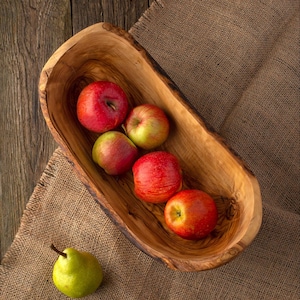 Large Olive Wood Fruit Bowl| Large Rustic Kitchen Bowl Decorative Bowl| Farmhouse Kitchen Decor| Rustic Wooden Bowl| Wooden Bowl|