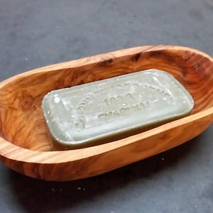 Rustic Olive Wood Soap Dish | Handmade Natural Bathroom Accessory | Draining Wooden Soap Holder | Farmhouse Housewarming Gift