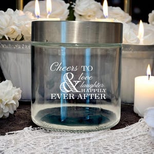 Personalized Wedding Favor Jars | Custom Engraved Glass Jars | Mini Mason Jars with Lids | Guest Gift | Wedding Decor | 4 oz Small Jar