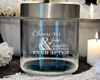 Personalized Wedding Favor Jars | Custom Engraved Glass Jars | Mini Mason Jars with Lids | Guest Gift | Wedding Decor | 4 oz Small Jar