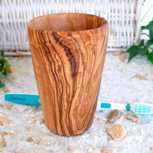 Olive Wood Drinking Cup| Handmade Olive Wood Cup| Drinking Cup, Toothbrush Cup, Pen Cup and So Much More| Bathroom Counter Cup