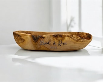 Bread Long Olive Wood Bowl| Great For Fruits, Chips, Candy, Bread and More| Great For Coins, Car Keys, Wallets and Miscellaneous