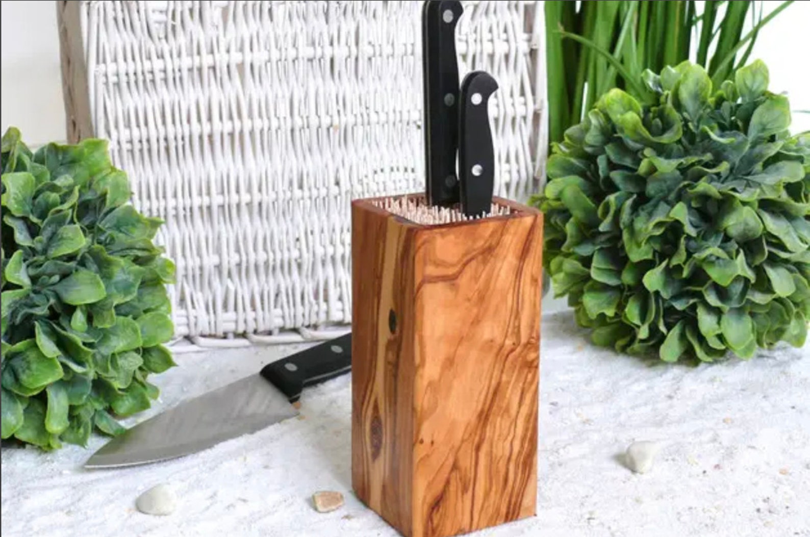 Olive Wood Knife Block Universal Storage for Paring Food Etsy