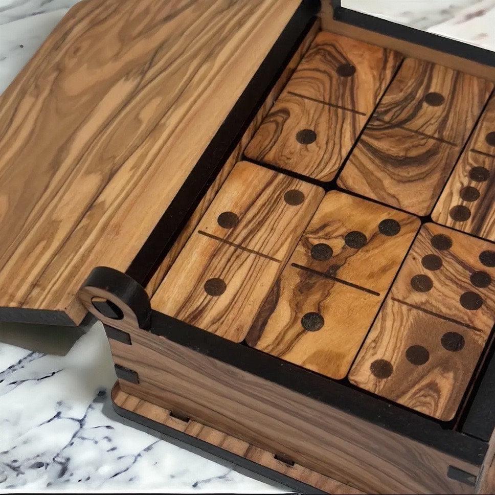 Wooden Dominos Set | Handmade Olive Wood Game | Rustic Board Games ...