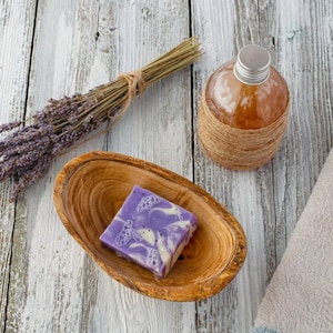 Rustic Olive Wood Soap Dish | Natural Draining Wooden Dish | Farmhouse Bathroom Decor | Small Wood Bowl | Housewarming Gift