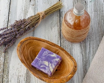 Rustikale Seifenschale aus Olivenholz | Natürliche Entleerung Holzschale | Bauernhaus Badezimmer Dekor | Kleine Holzschale | Einweihungsgeschenk