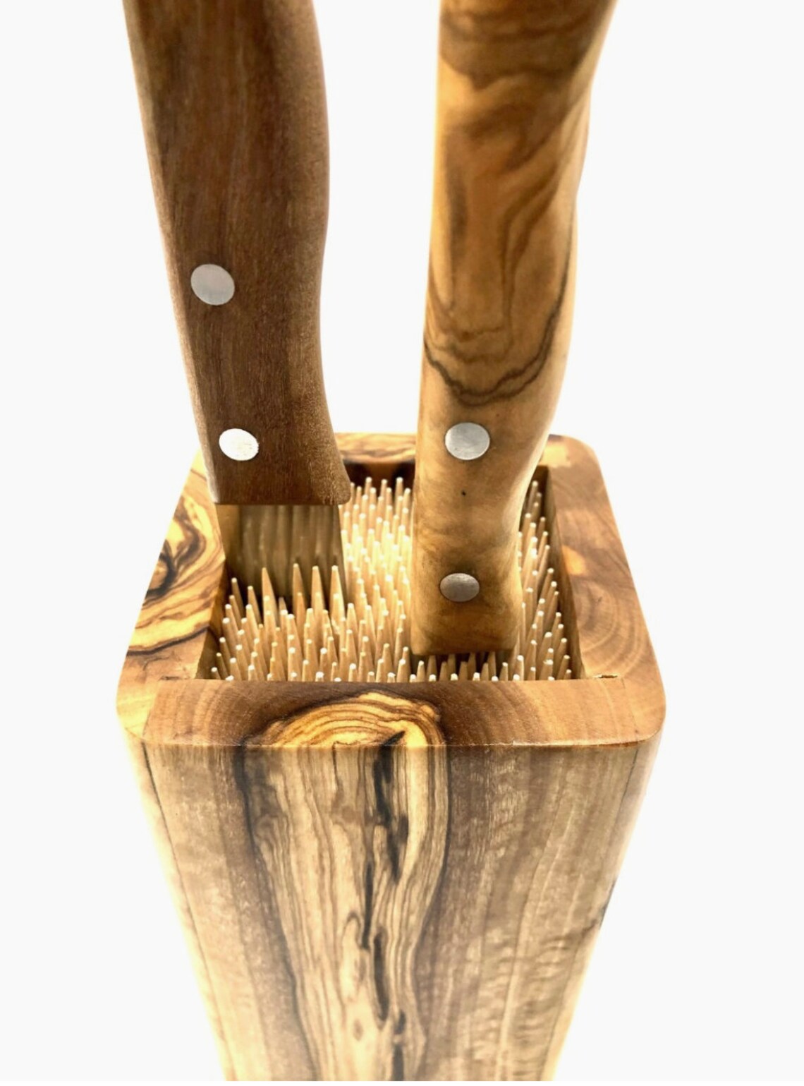 Olive Wood Knife Block Universal Storage for Paring Food Etsy