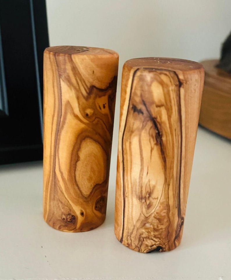 Olive Wood Salt & Pepper Shakers| Set of 2| Made From Olive Wood| Rustic Touch To Any Table Top|Handmade|