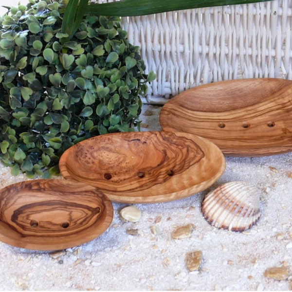 Set of Rustic Soap Dishes| Bulk Olive Wood Soap Dishes| Natural Edge Olive Wood Hand-Carved Rustic Bowl| Wooden Handcrafted Bowls