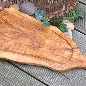 Olive Wood Carving Board With Juice Rim & Handle| Rustic Board With Handle| Handmade Cutting Board| Great For Housewarming Gifts