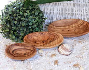 Set of Rustic Soap Dishes| Bulk Olive Wood Soap Dishes| Natural Edge Olive Wood Hand-Carved Rustic Bowl| Wooden Handcrafted Bowls