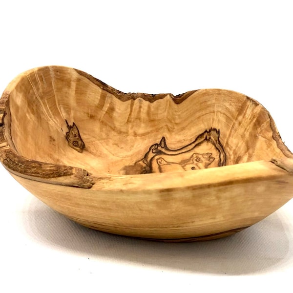 Rustic Live Edge Olive Wood Snack Bowl| Handmade Olive Wood Bowl| Rustic Snack Bowl For Chips, Fruit, Candy and More|