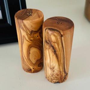 Olive Wood Salt & Pepper Shakers| Set of 2| Made From Olive Wood| Rustic Touch To Any Table Top|Handmade|