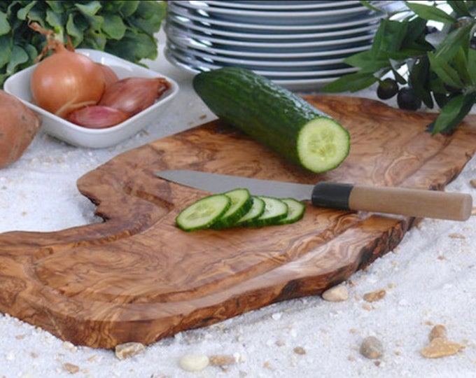 Olive Wood Natural Cutting Board| Live Edge Cutting Board| Stunning Cutting Board| Gifts For Him| Housewarming Gifts| Farmhouse Board|
