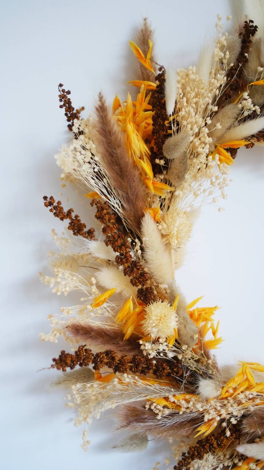 Couronne Décorative Murale en Fleurs Séchées et Stabilisées