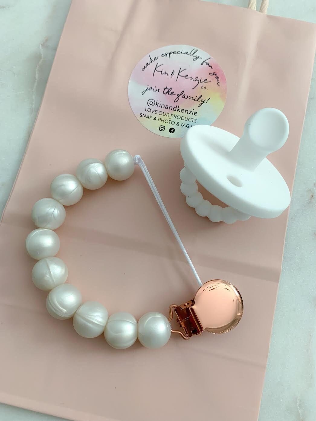 Silver Pearl Personalized Pacifiers