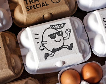 Sello personalizado para cartones de huevos, marca de huevos frescos de granja, sello con el logotipo de gallinero, marca de granja de pollos, empaque de huevos para mercado de agricultores