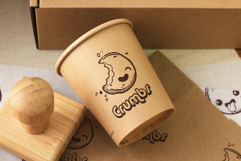 Custom Business Logo Stamp, Personalized Small & Large Rubber Stamps, Stamp for Fabric Cardboard Mailer Paper Cups Kraft Bags, Pottery Stamp zdjęcie 5