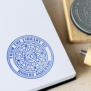 Custom Compass Keyhole Library Stamp, Personalized Nautical Book Stamp, Travel Theme Gift Ideas, Custom Bookplate, Dark Academia Aesthetic