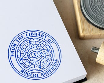 Custom Compass Keyhole Library Stamp, Personalized Nautical Book Stamp, Travel Theme Gift Ideas, Custom Bookplate, Dark Academia Aesthetic