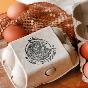 Timbro in gomma con logo personalizzato per scatole di uova - Timbro per scatole di uova - Timbro con logo aziendale per scatole di uova fresche - Timbro per uova di gallina - Fattoria di pollai
