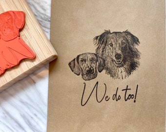 Retrato personalizado de mascota a partir de foto - Sello personalizado de libro de mascotas - Sello de goma de invitación de boda - Servilleta de bolsa para perros - Regalo de cumpleaños para amantes de perros y gatos
