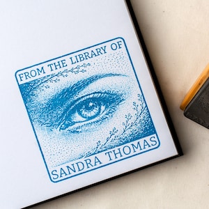 Personal Ex Libris Buch Stempel - Personalisierter Esoterik Dark Academia Bibliothek Stempel - Auge Blumen - Buchliebhaber Geschenk Stempel