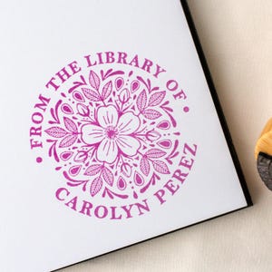 Custom Flower Ex Libris Stamp, Personalized Library Stamper