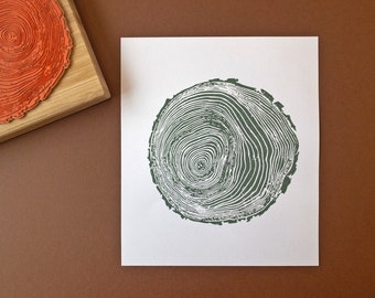 Wood Slice Tree Ring Rubber Stamp - Timber Grain Texture - Tree Trunk Log Stamper - Botanical Inspired Art & Craft Supplies