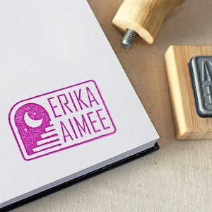 EX LIBRIS Book Stamp - Custom Celestial Esoteric Library Stamp - Moon Gothic Rubber Stamp -  Personalized Stamper - Book Lover Gift