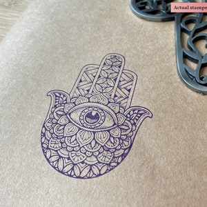 Hamsa Stempel, Talisman Stempel, Evil Eye Symbol, Einweihungsparty Karte, Stempel für Stoffdruck, Yoga Tuch Leinen Stempel, Meditation Stempel