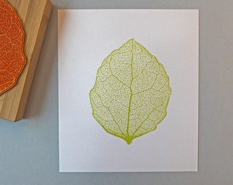 Large Aspen Leaf Skeleton Stamp - Botanical Rubber Stamper - Dried Leaf Vein Pattern - Autumn Leaf Rubber Stamps