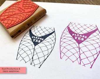 Sexy Fish Net Stockings Rubber Stamps - Sexy Lingerie Stamp - Stocking Fetish - Custom Panties Text - Girls with Curves - Custom Name Stamp