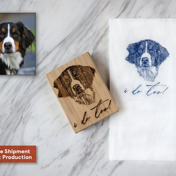 Custom Pet Portrait From Photo Rubber Stamp - Custom Dog Portrait Stamp - All Animals - Custom Save The Date Wedding Invite Envelope Stamp