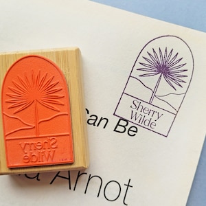 Custom Ex Libris Book Stamp, Minimalist Design Palm Tree, Personalized Library Rubber Stamper, Book Lover Bibliophile Gift for Him or Her