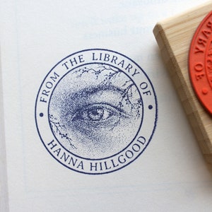 Custom Ex Libris Book Stamp - Personalized Esoteric Dark Academia Library Rubber Stamp - Eye Floral - Book Lover Gift Stamper