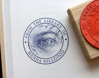 Custom Ex Libris Book Stamp - Personalized Esoteric Dark Academia Library Rubber Stamp - Eye Floral - Book Lover Gift Stamper