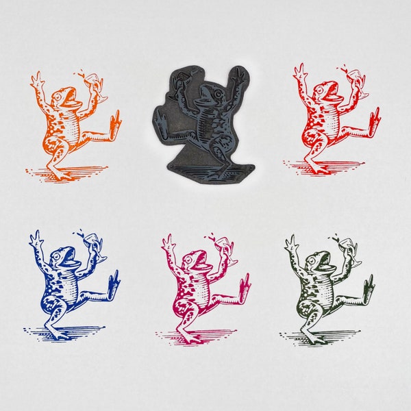 Drunk Frog Rubber Stamp - Frog Stamp - Funny Gift Wrap Stamper - Wood Mounted Stamp - Fun Stamps for Greeting Cards - Custom Tissue Paper