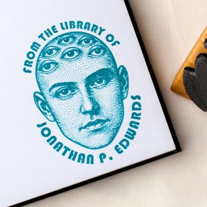 Sello personalizado para biblioteca - Sello de goma con diseño de muchos ojos - Estilo Dark Academia - Idea de regalo para amantes de los libros góticos - Accesorios para libros - Sello para libros con mango