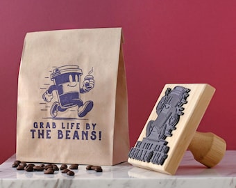Custom Paper Bag Logo Stamp for Shopping Bags and Retail Packaging, Boutique Branding Wooden Stamp, Custom Business Logo Rubber Stamp