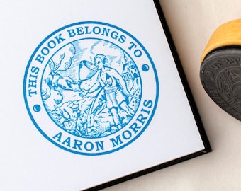 Custom Library Rubber Stamp: Medieval Bookplate Stamper