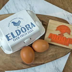 Custom Egg Carton Logo Rubber Stamp - Egg Box Stamper - Fresh Eggs Carton Business Logo Stamper - Hen Eggs Stamp - Chicken Coop Farm