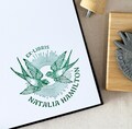 Custom Ex Libris Book Stamp, Two Swallow Birds & Sun Rays, Personalized Library Rubber Stamper, Book Lover Bibliophile Gift for Him or Her product logo