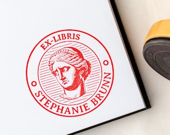 Custom Female Ancient Roman Bust Book Stamp • Unique Book Gifts • Personalized Wooden Library Stamp • Dark Academia - Book Lover Gift Ideas