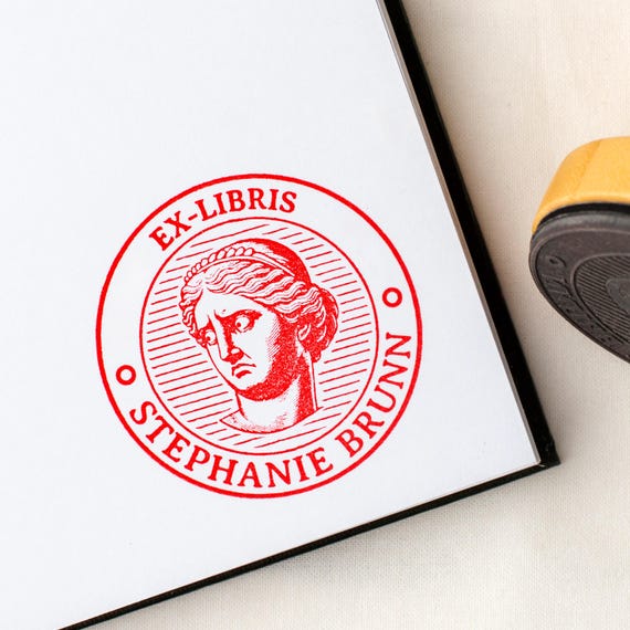Custom Female Ancient Roman Bust Book Stamp • Unique Book Gifts • Personalized Wooden Library Stamp • Dark Academia - Book Lover Gift Ideas